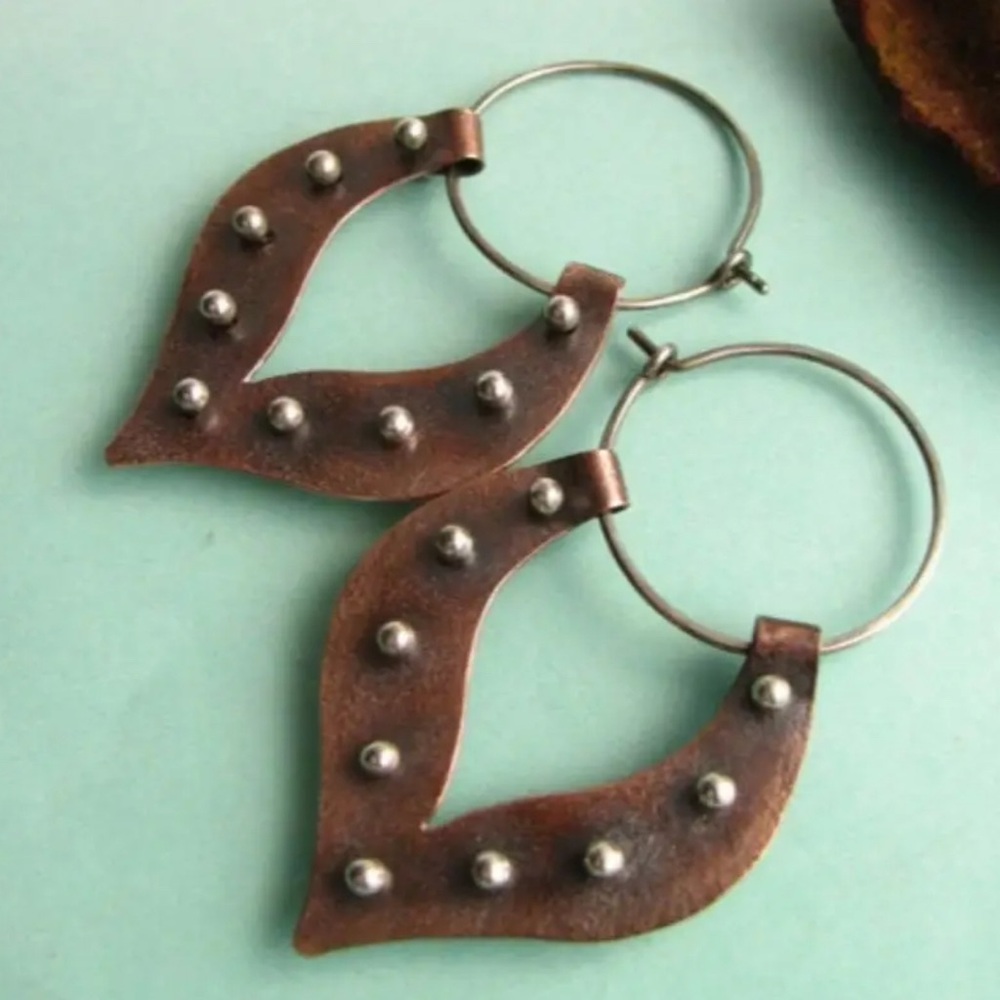 Bohemian Brown and Silver Chevron Earrings